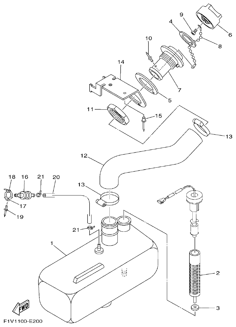 Yamaha VX700-K-F2V1-2011(OMNMARKET-PUREWHITE) OIL TANK parts diagram